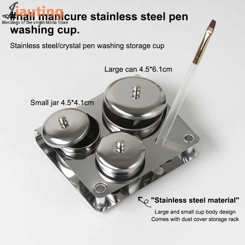 3/5pcs Stainless Dappen Dish Cups Set Salon Manicure Acrylic Powder Liquid Container Organizer Tray Dappen Dish Nail Art Tools