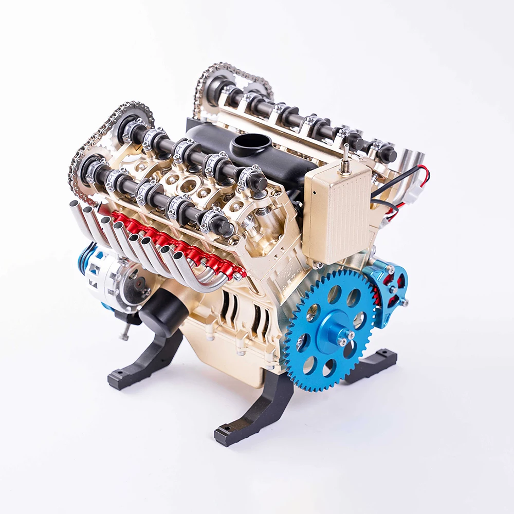 TECHING Simulatie V8 MOTOR Elektrisch Assembleren Model KIT Desktop Decoratieve Ornamenten Volwassenen Kinderspeelgoed Cadeau