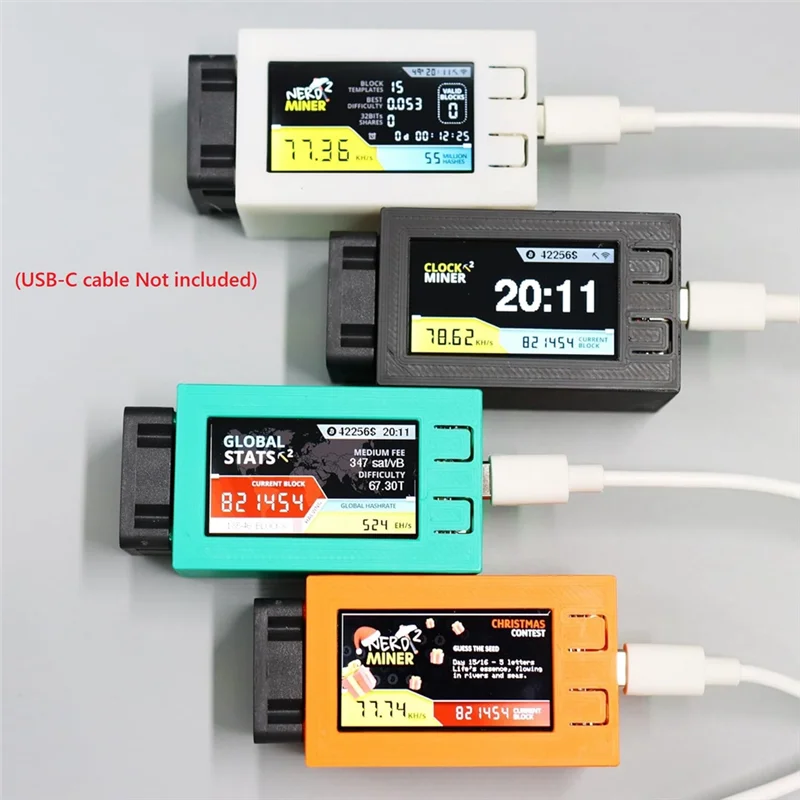 AC56-Nerdminer V2 Pro 78KH/S Mini Bitcoin Lotto Miner مع حافظة مع مروحة 5W Power BTC Solo Lotto Mining Machine