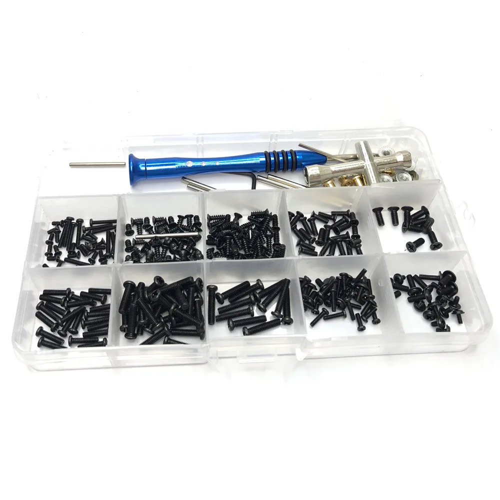 RC Car Tool Set Hex Wrench Cross Sleeve M2 M2.5 M3 Swing Arm Pin Screws Storage Box for 1/12 1/14 WLtoys 144001 124016