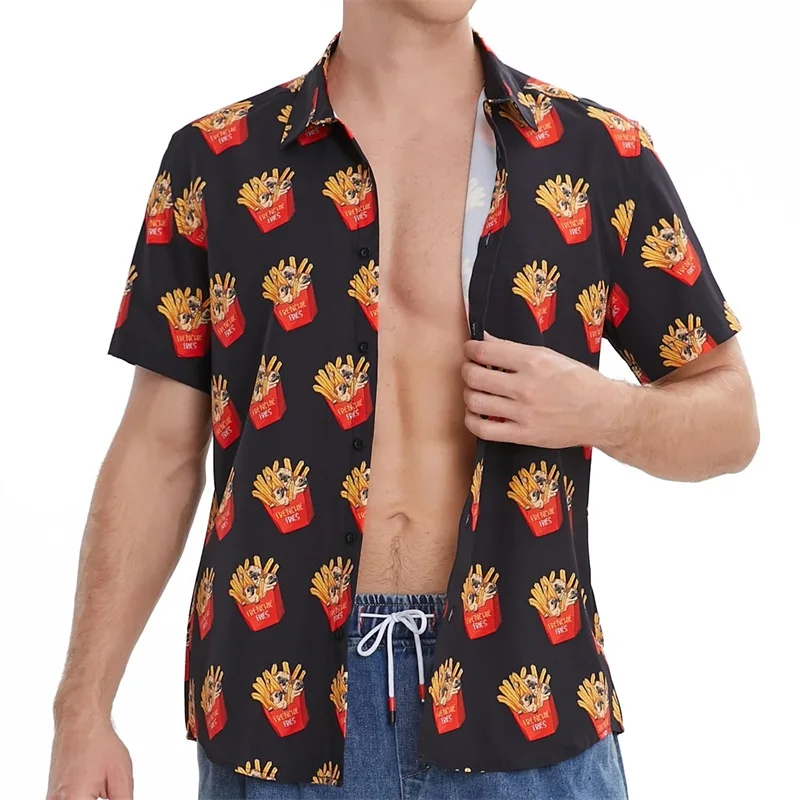 Heren Ei Patroon Print Strandshirts Casual Korte Mouwen Tropische Hawaiiaanse Shirts Voor Mannen Grappig Button Down Shirt Kleding