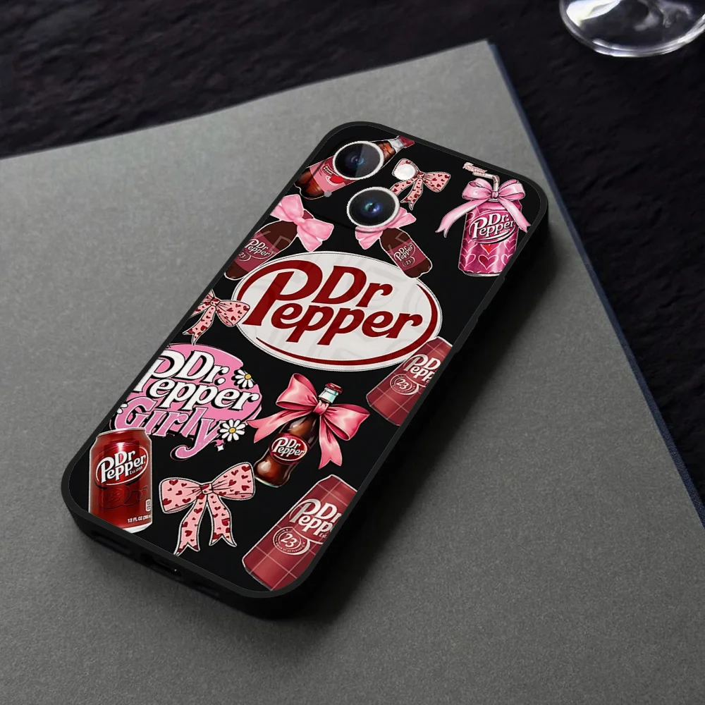 الكرز شرب D-Dr-P-Pepper جراب هاتف آيفون 16 15 11 13 14 برو ماكس 7 8 زائد X Xr Xs ماكس 12 البسيطة غطاء قذيفة سوداء #2