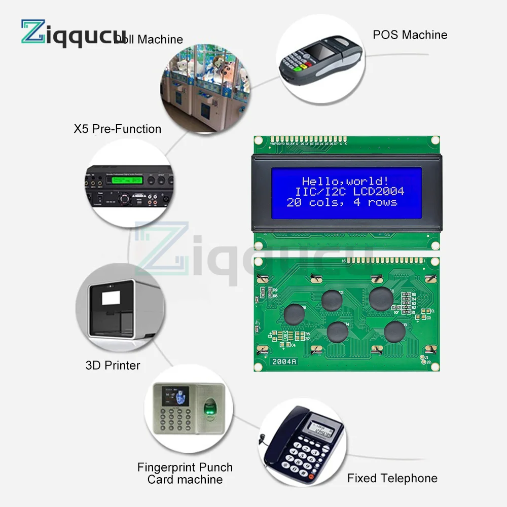 Imagem -03 - Módulo Azul Amarelo Branco Caráter Amarelo Preto Caráter Backlight para Arduino r3 Mega2560 Raspberry pi 5v Lcd2004