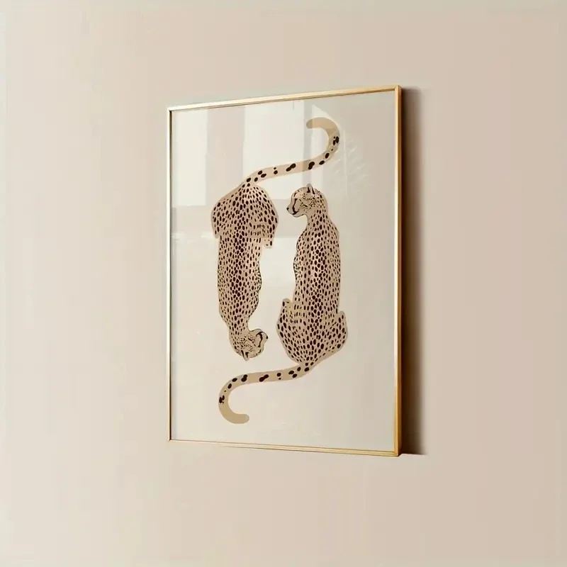 مجردة الرجعية ليوبارد قماش المشارك الفن الطباعة، الحديثة الحيوان تحت عنوان الجدار الديكور، غرفة المعيشة اللوحة الديكور الداخلي #3