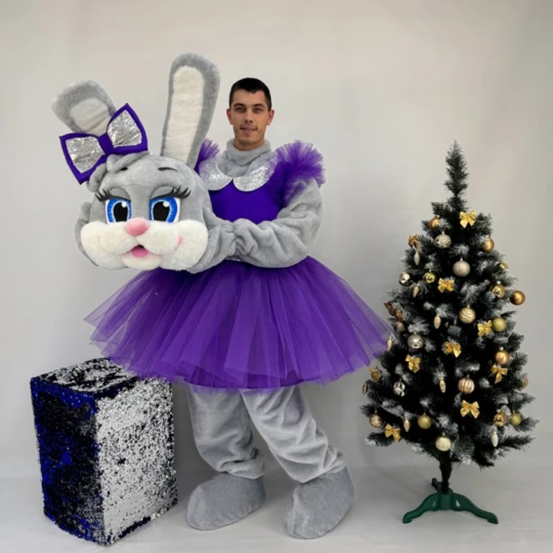 

New Adult Character Easter Rabbit Wearing A Bow Rabbit Mascot Costume Halloween Christmas Dress Full Body Couple Clothing