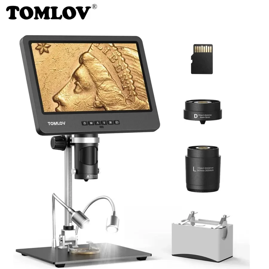Tomlov-hdmi Microscópio Microscópios Digitais Eletrônica Ferramenta de Solda Câmera Tripla Lente Ips Lcd Dm602 1500x 101
