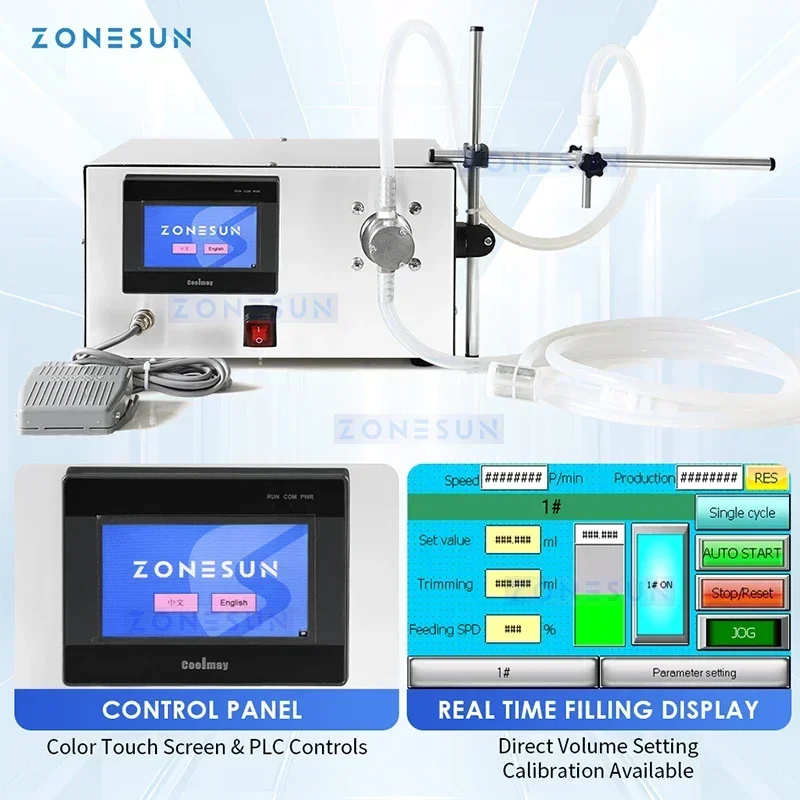 ZONESUN آلة تعبئة السوائل حشو الزجاجات شبه التلقائي عصير الماء المشروبات مضخة مغناطيسية ZS-MPZ1