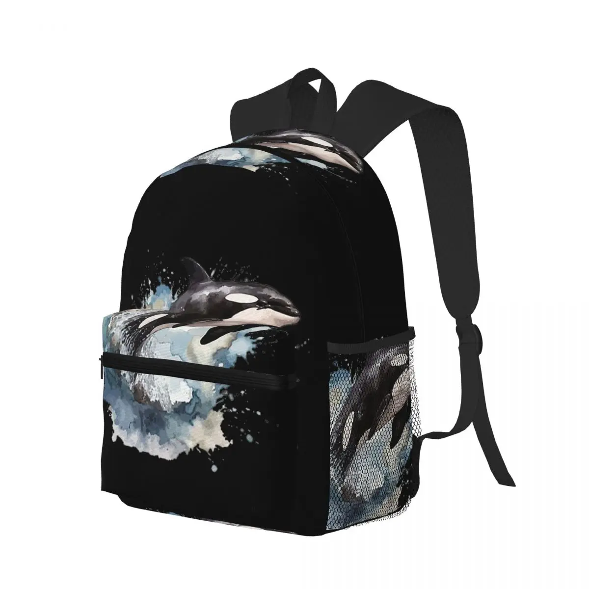 Orca Aquatic Sea Ocean Killer Whale Student Backpack School Bag Hiking Travel Daypack for Men Women Bookbag Shoulder Bags