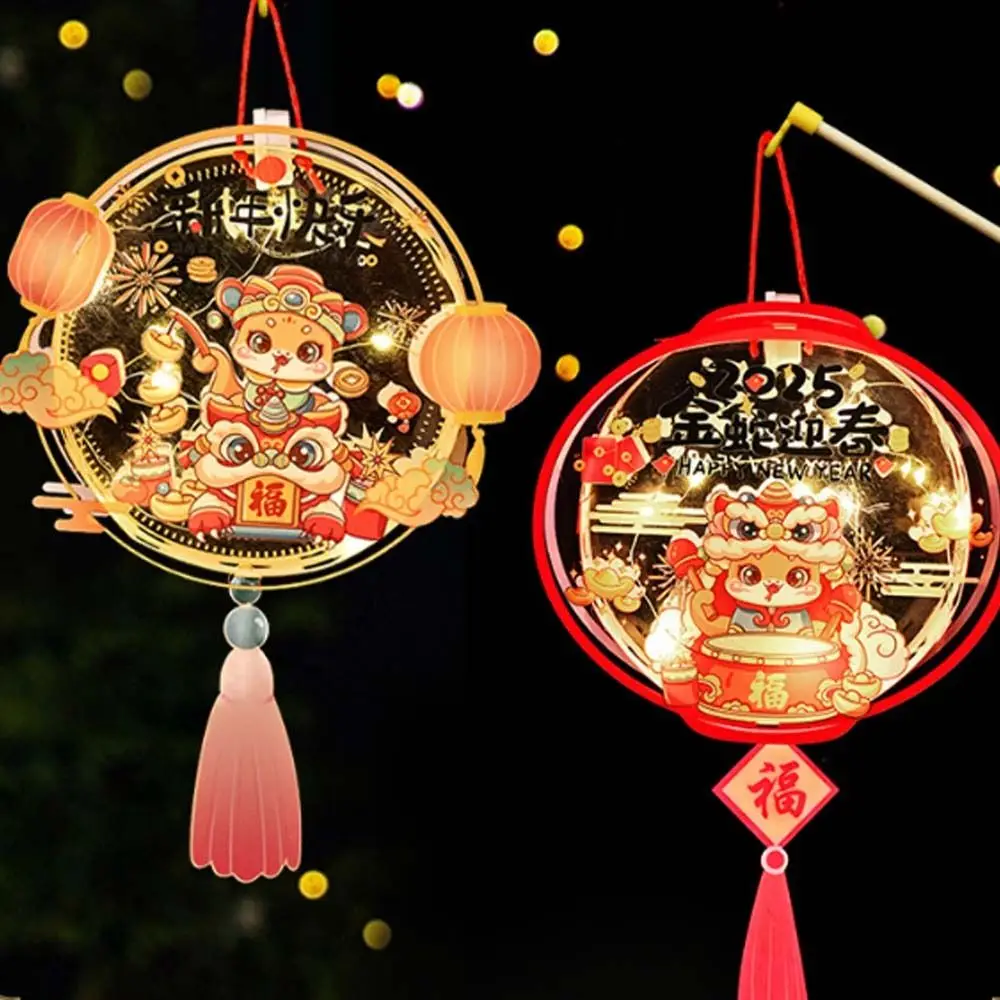 Chinese Style 2025 Snake Year Portable Lantern Transparent Traditional New Year Luminous Lantern PVC Waterproof