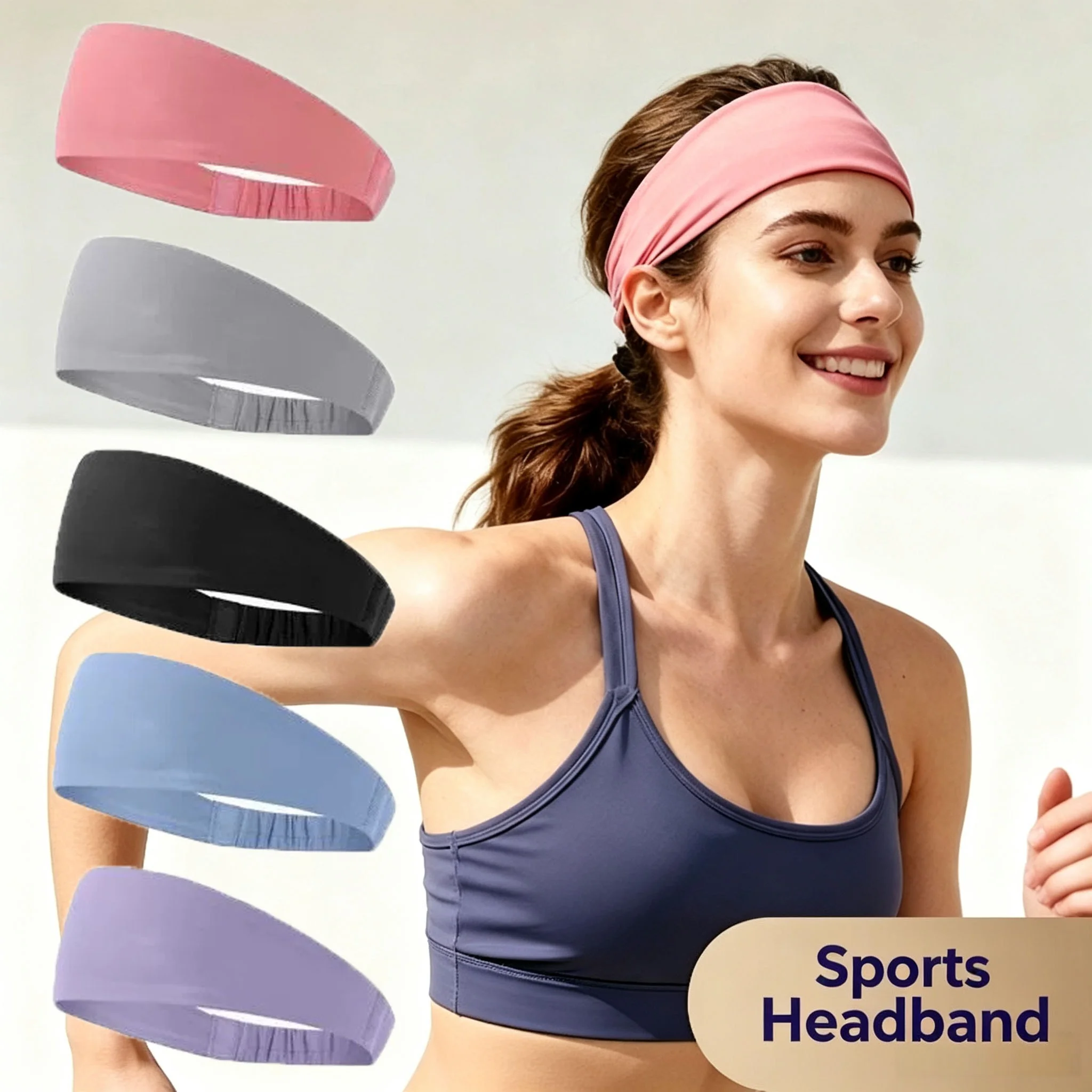 Fashionable widened sports headband, unisex yoga, running, fitness, sweat wicking, outdoor cycling, basketball, tennis headband