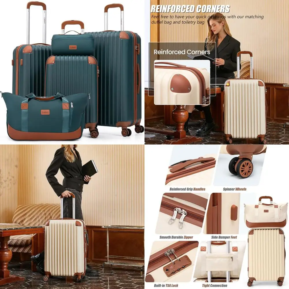 

5-piece hardshell spinner luggage set with tsa lock for durable travel