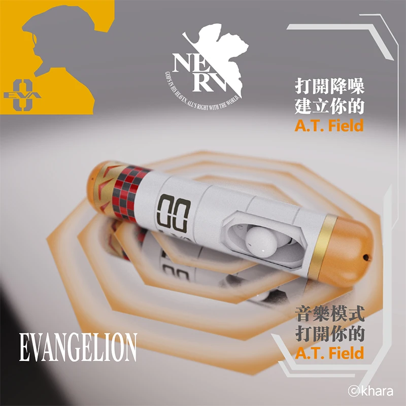 New Eva Rebuild Of Evangelion Anime Periphery Wireless Bluetooth Earphone Plug With Active Noise Reduction 2024 New Model Gifts