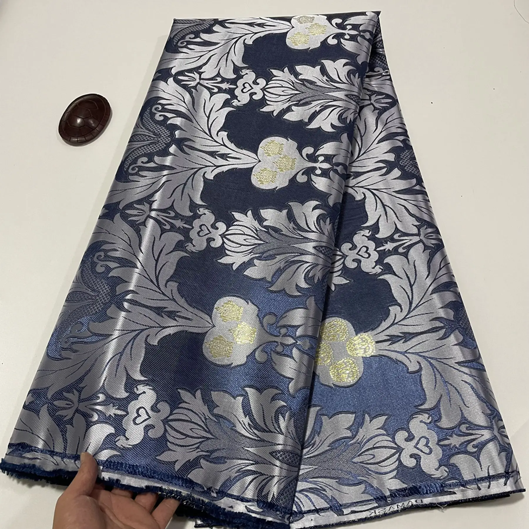 2026 African Thick Damask Lace Fabric, Nigerian Women Headtie, Aso Oobi Dress, Original Heavy Quality, 5 Yards Jacquard Brocade