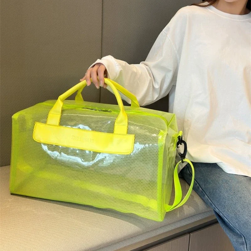 

Сплошной цвет, простая дорожная сумка на молнии из ПВХ, 2026, хит продаж, большая вместительная повседневная сумка на плечо, мягкая модная сумка в западном стиле