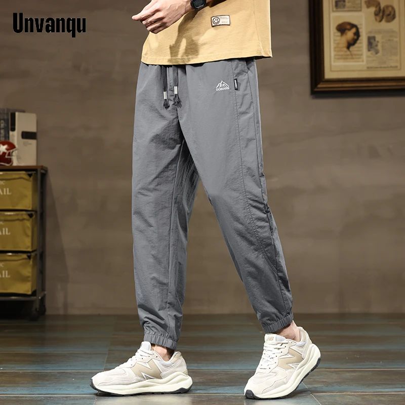 Unvanqu Harajuku Street Youth Slim Harem Pants 2024 Summer Fashion Casual Men's Slim All Match Outdoor Sports Jogging Trousers