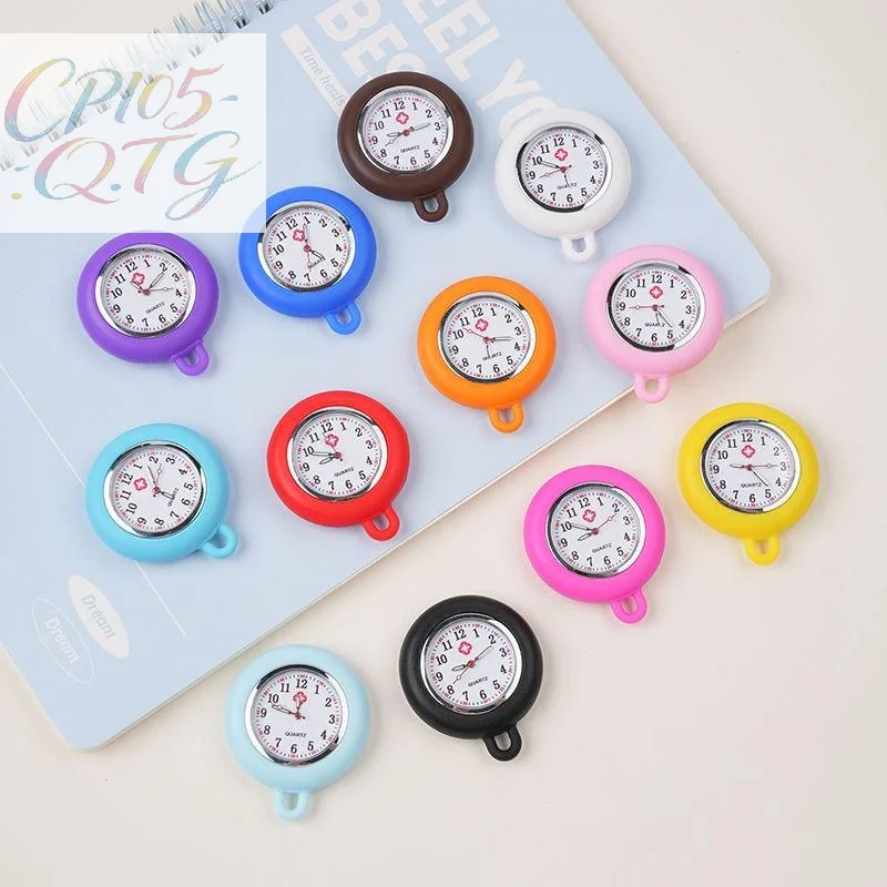 Hot Nurse Doctor Unisex Colourful Silicone Pocket Watches Clock Head Face Parts For Badge Reel Keychains Lanyards Key Rings Rope