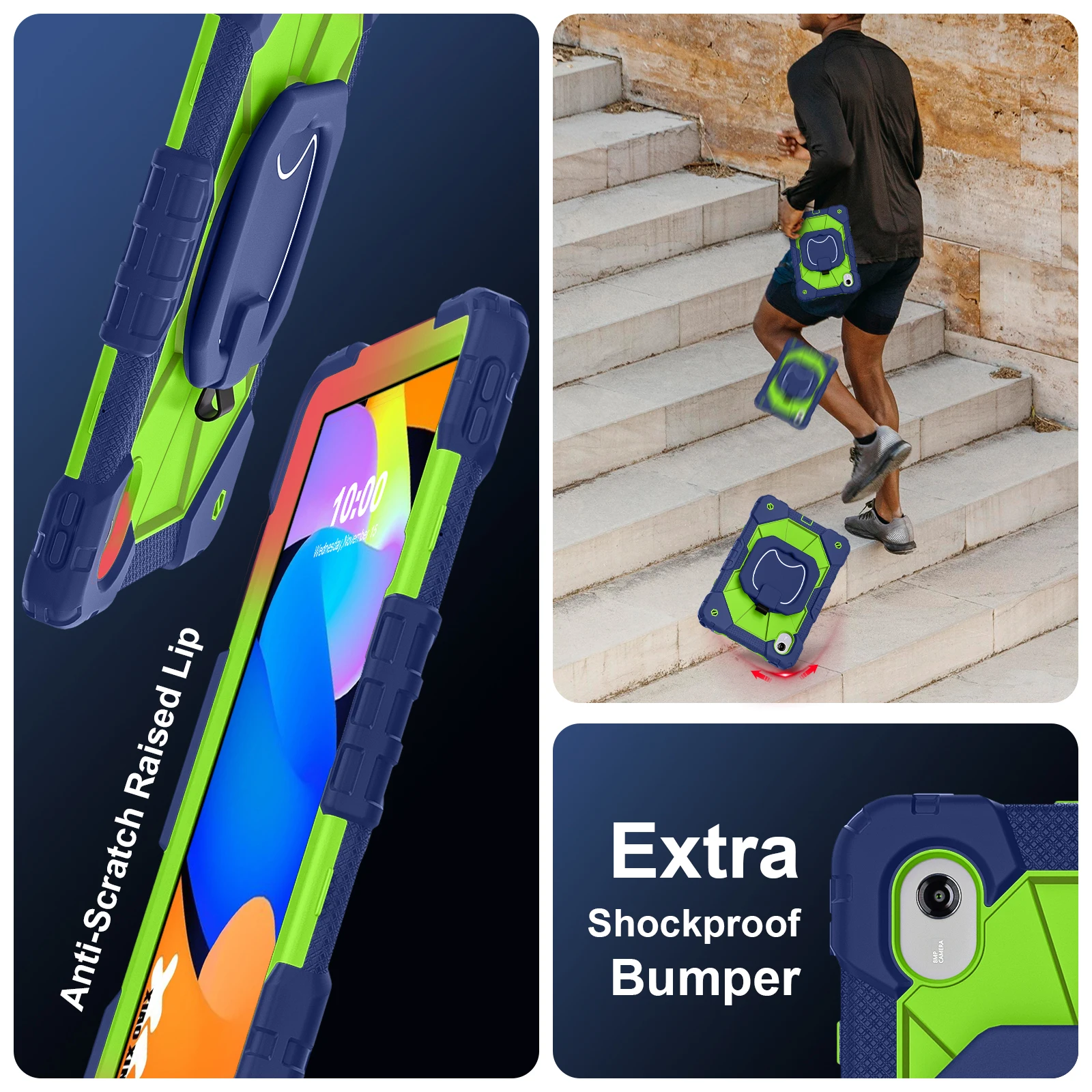 حافظة لجهاز لينوفو تاب M11 11 بوصة TB331FC TB330FU Idea 11 TB336ZU Xiaoxin Pad 2025 2024 11 "حامل دوار غطاء لوحي مع حزام