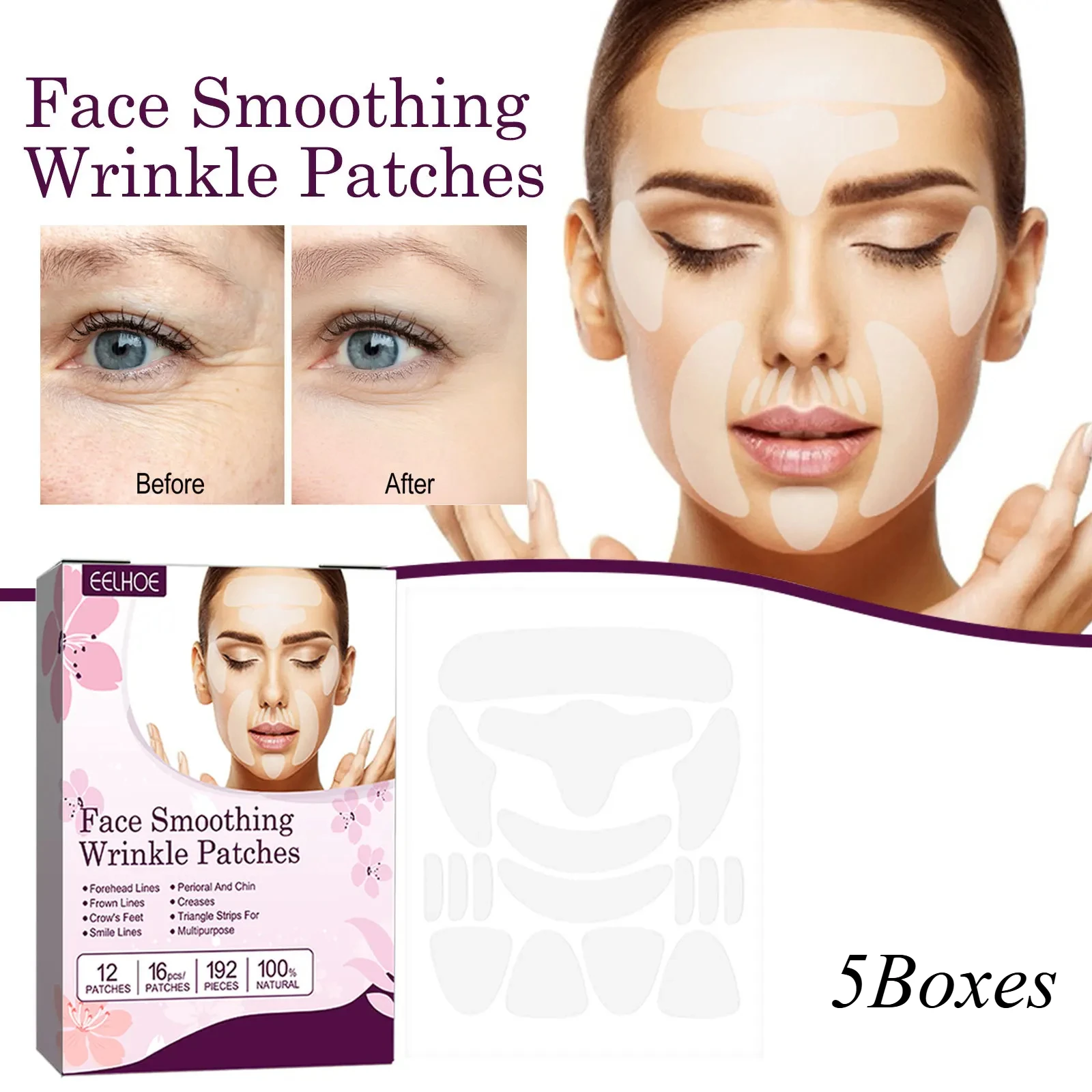 5 Box Face Smoothing Wrinkle Patches Reduce Fine Lines Crow's Feet Smile Lines Forehead Wrinkles Firm The Skin Facial Care Tools