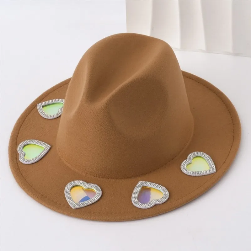 

Girl hat prism felt top reflective and transparent woolen heart-shaped round