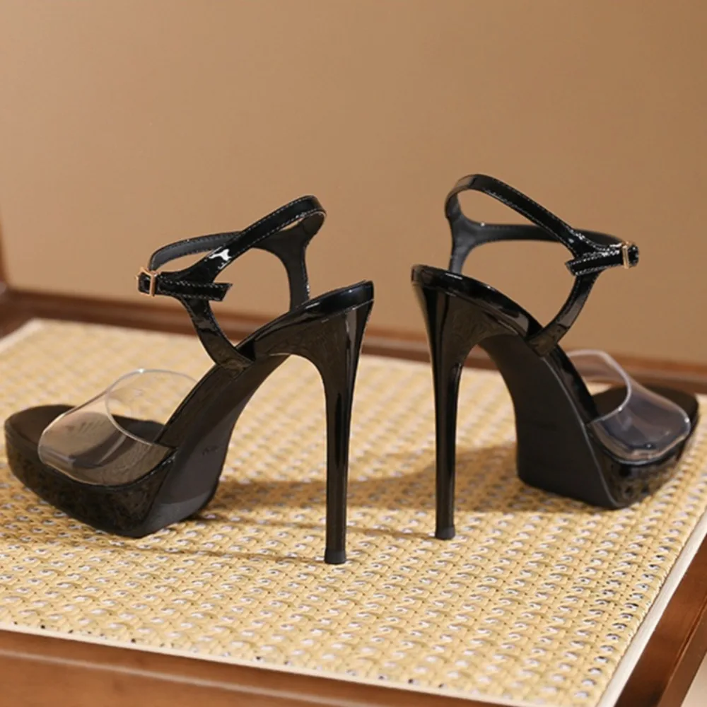 Sandals for Woman Square Head Stiletto High Heel Sandals Women's Sexy Transparent Open Toed High Heels Summer Women's Shoes