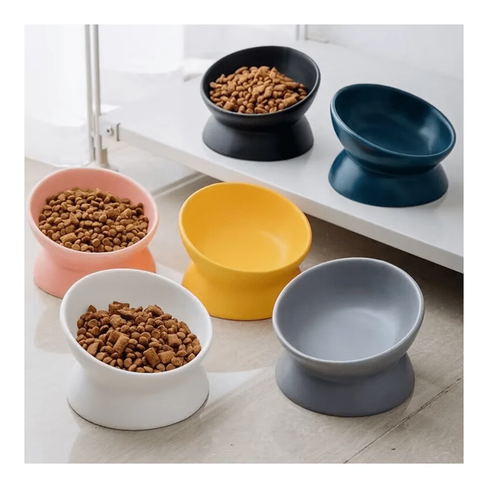 

Ceramic Tilted Pet Bowls With Stand For Dogs And CatsReduces Neck Strain And Improves DigestionCute Design AntiOverturning Cera