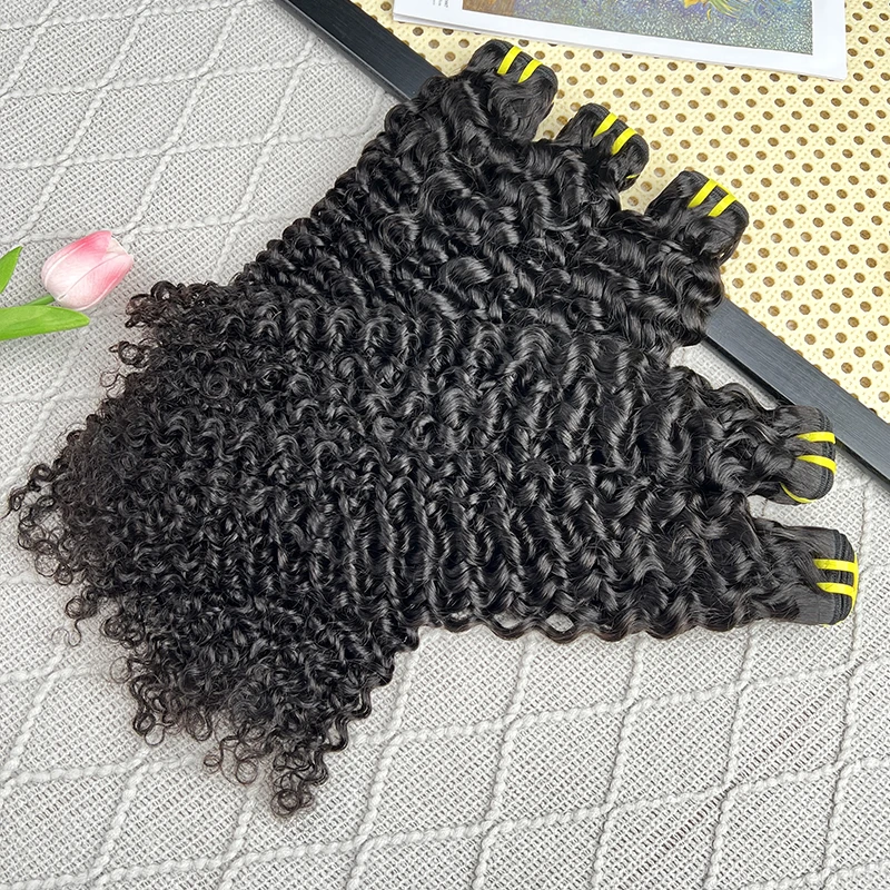 Deep Curly Hair Weave Bundles 100% Human Hair Natural Black Curly Hair Extension Sew In Quick Weave Remy Double Weft Deals
