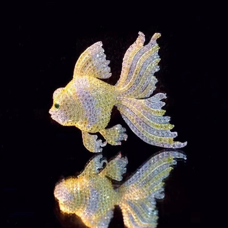 Fish Brooch For Women Fine Jewelry 925Sterling Silver With Cubic Zircon Different Colors Free Shipping