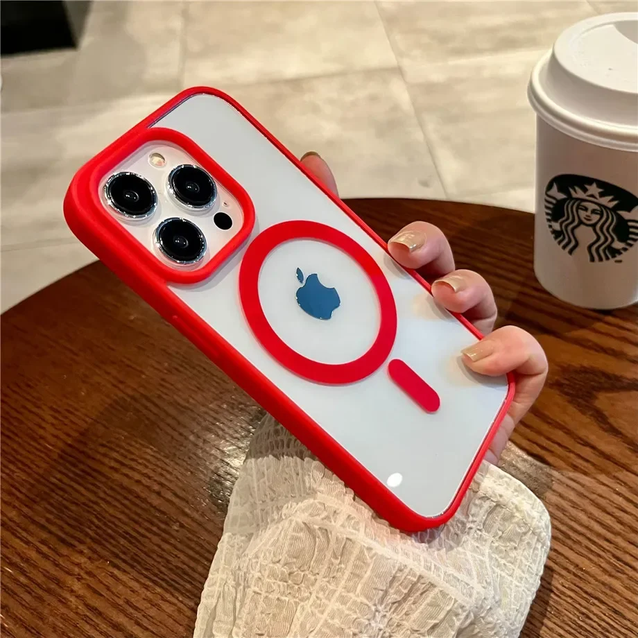 Luxury Magnetic Wireless Charge For Magsafe Case for iPhone 15 14 Plus 13 12 11 Pro Max Shockproof Soft Transparent Bumper Cover
