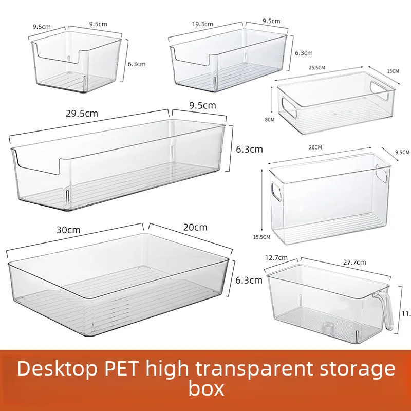 Desktop Storage Box Small Convenient Sticky Note Holder Transparent Narrow Type Storage Organizer Box Remote Control Stationery