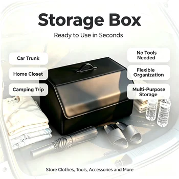 Storage Box PU Leather Multipurpose Collapsible Car Trunk Storage Organizer Car Trunk…