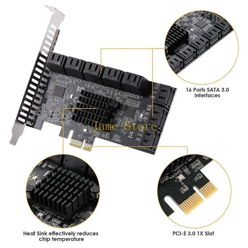 LX0B PCIE 4X to III 16-Port Expansion Card 16 6Gbps Converter Supports Hard Drives and SSDs for Chia Mining
