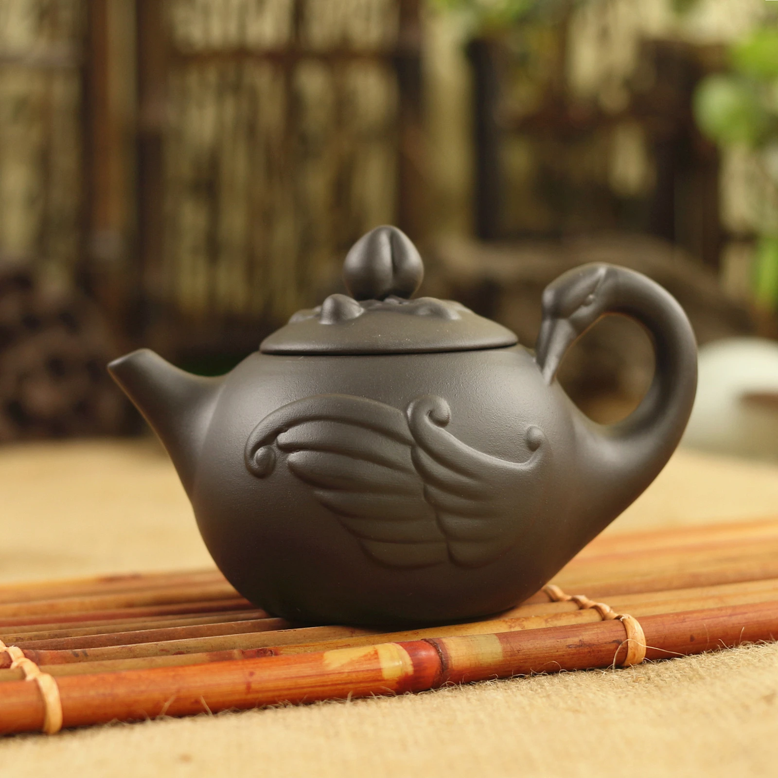 Chinese Yixing Zisha Crane Shape Clay Pottery Teapot 180cc Traditional Handcrafted Gongfu Brewing Tea Pot