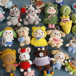 Funny Animal Doll Crochet Keychain Cartoon Animal Series Knitting Doll Keyrings For Bag Pendant Knitted Gifts Custom Accessories