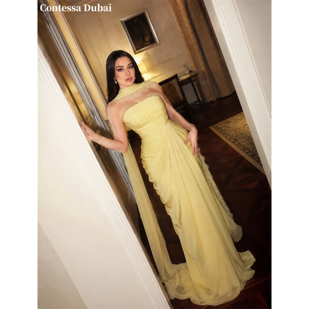 robes-de-bal-personnalisees-contessa-en-mousseline-jaune-sans-bretelles-taille-haute-plissee-avec-bordure-en-dentelle-elegante-pour-soiree-formelle