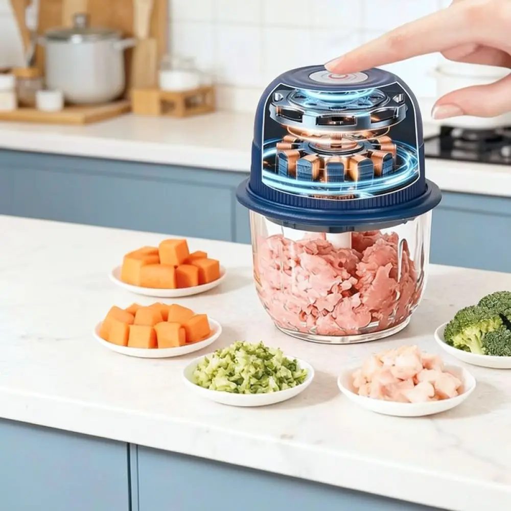 Mini Electric Garlic Chopper Wireless Food Processor USB Rechargeable Ginger Mincer Meat Grinder Kitchen Baby Food Maker