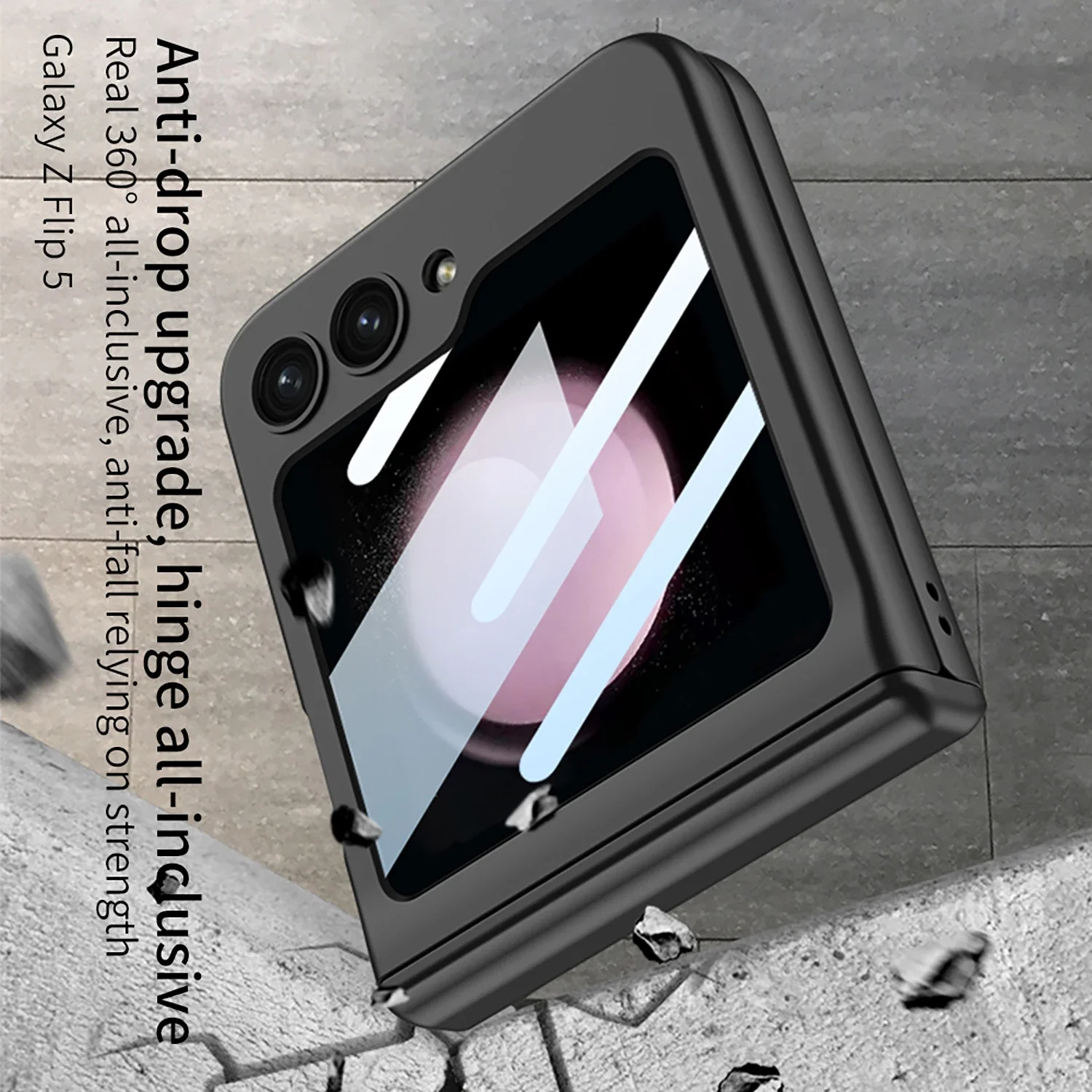 Hard PC Magnetic Hinge Protection Phone Cover For Samsung Galaxy Z Flip 5 Flip 4 Case With High Definition Screen Protector