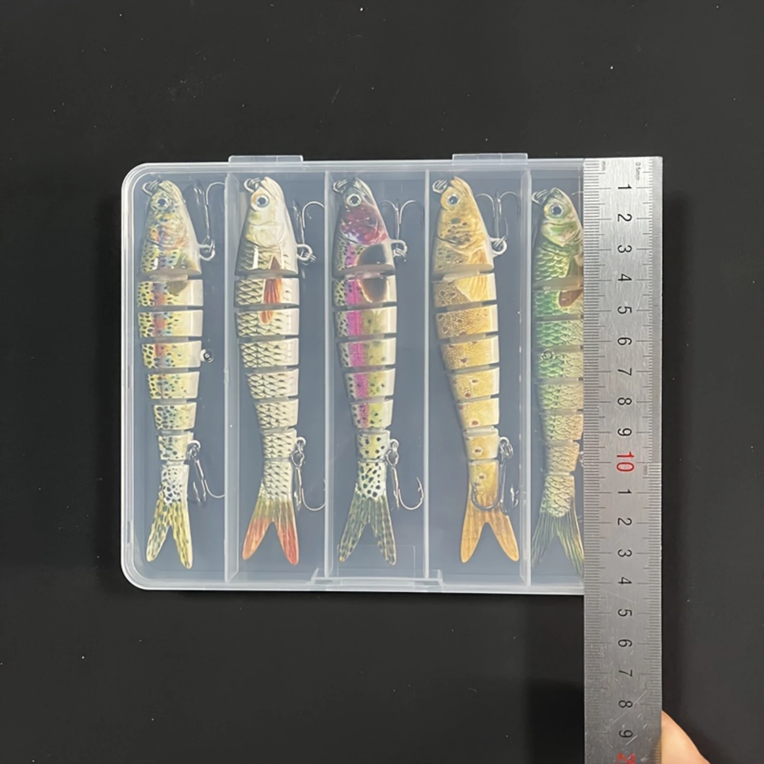 5pcs Premium Multi-Section Artificial Fishing Lures - Sharp Hook, Realistic Bionic Design, 5 Snap Swivels - Effective for Catchi