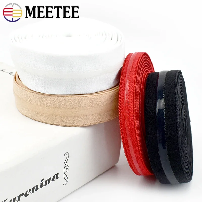 

5/10/20M 8/10/12/15/20/25mm Silicone Non-slip Elastic Band Underwear Bra Stretch Shouder Strap Garment DIY Sewing Accessories