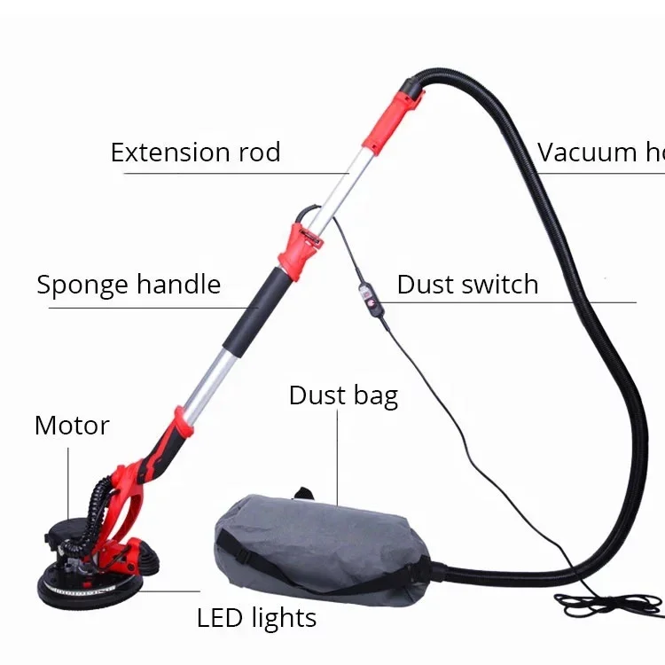 750W 220V 225mm Handheld LED Folded Electric Drywall Sander