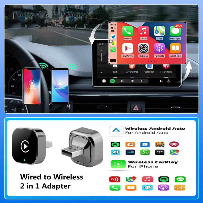 

Беспроводной адаптер CarPlay Android Auto USB Dongle Smart Mini Box Plug and Play Универсальный для Toyota Nissan Honda Ford Benz