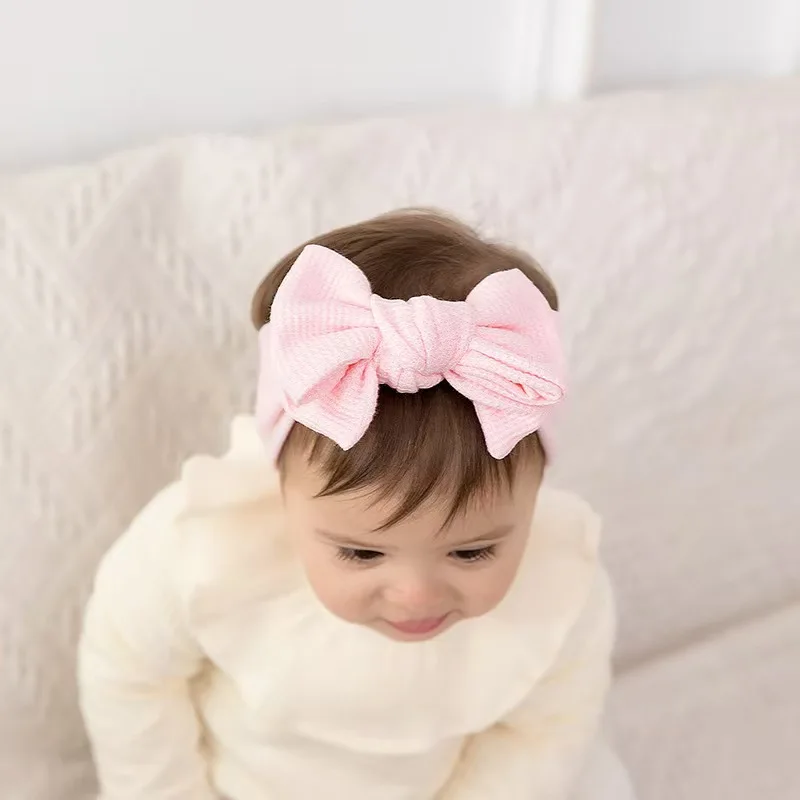 Headband for Baby Girl Solid Bow Nylon Layers Headwear Kids Elastic Turban Headwraps Newborn Boys Girls Hair Accessories