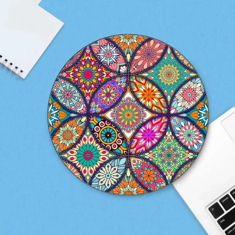 

Colorful Mandala Mouse Pad Rotundity Gaming Rubber Anti-skid Mat Pattern Mousepad Wrist Rests Table Mat Office Desk Accessories