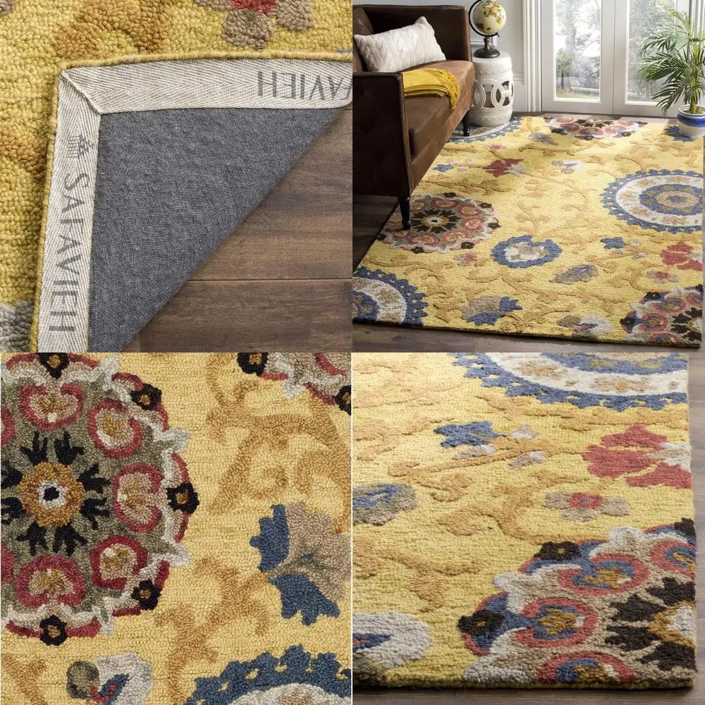 

Handcrafted Multicolor Wool Accent Rug, 2x3 ft, Gold, Suitable for Entryways and Living Spaces (BLM401B)