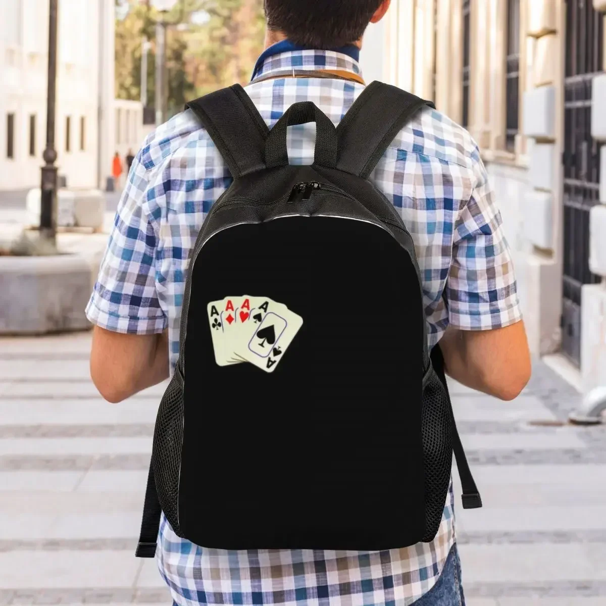 Ransel Ace Of Cards kustom tas buku dasar Pria Wanita untuk mode sekolah kuliah tas permainan kartu Poker