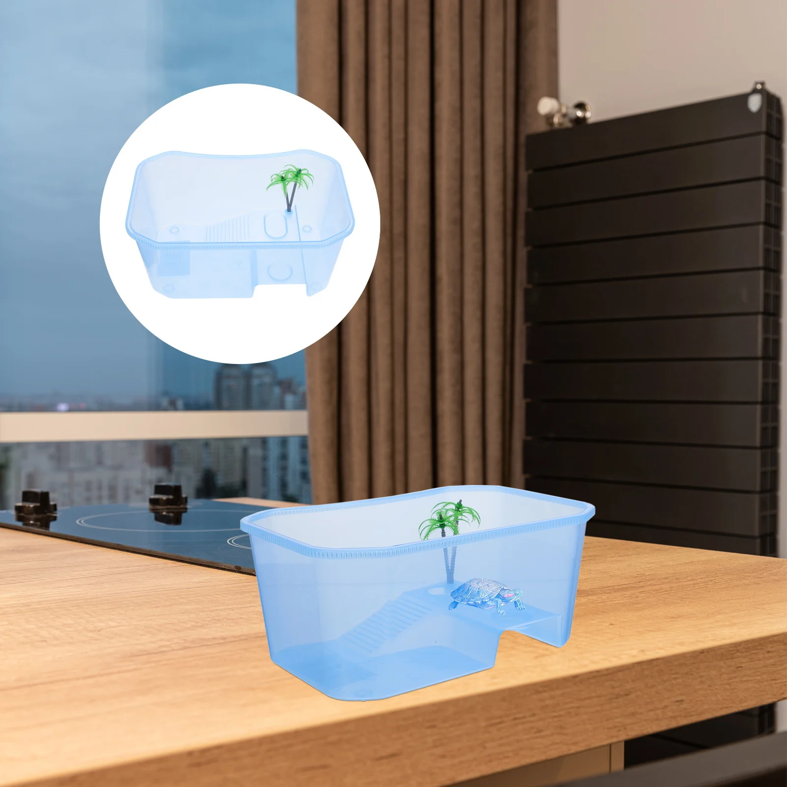 

1Pcs Tortoise Box Amphibious Pet Case Stable Durable Reptile Pet Tank Mini Turtle Living Habitat Tortoise Perching Case