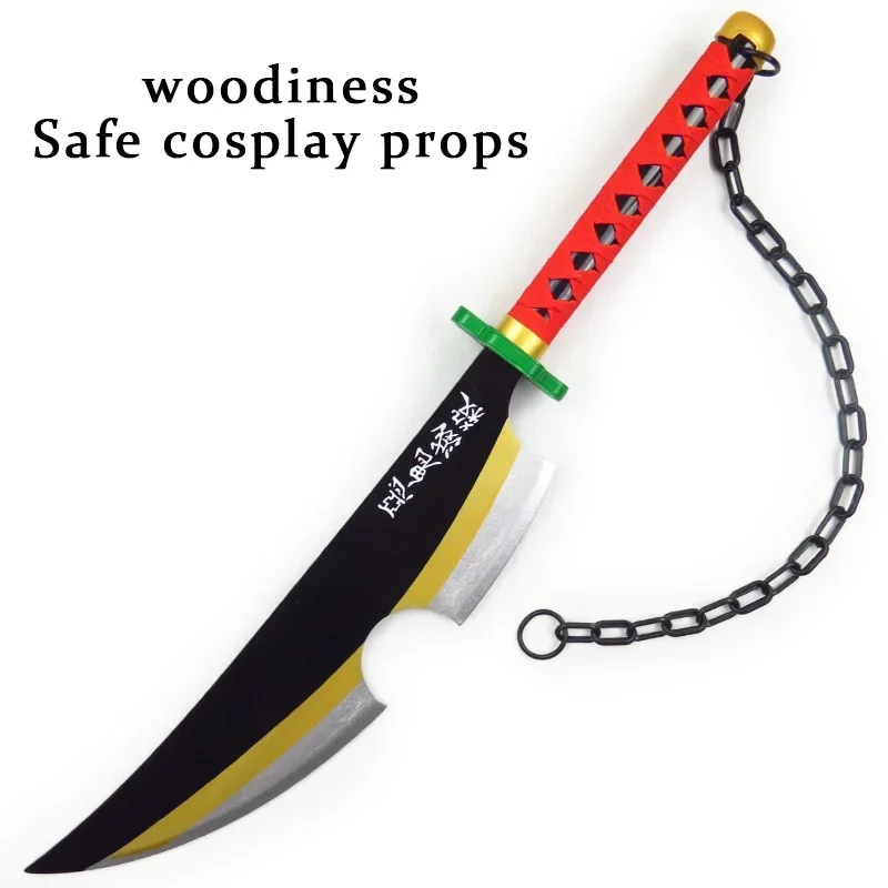 3styles 80cm Uzui Tengen Nichirin Sword Wooden Cosplay Prop Anime Demon Slayer Katana 1:1 Bamboo Cos Tengen Weapon Safe Toys Boy