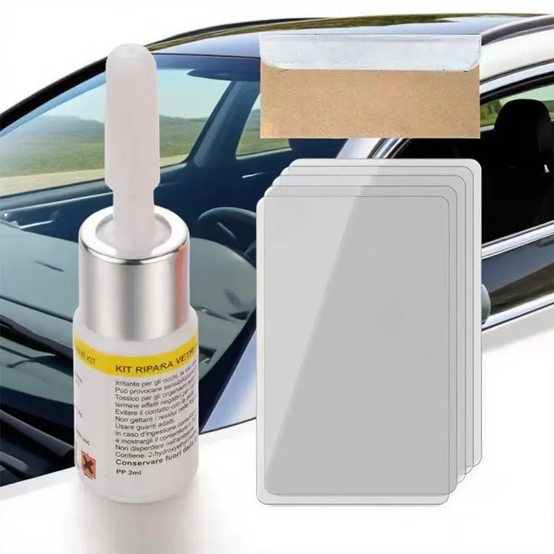 Car Windshield Repair Tool Auto Glass Repair Fluid DIY Windscreen Glass Scratch Crack Restore Window Screen Resin+blade+stripsUV