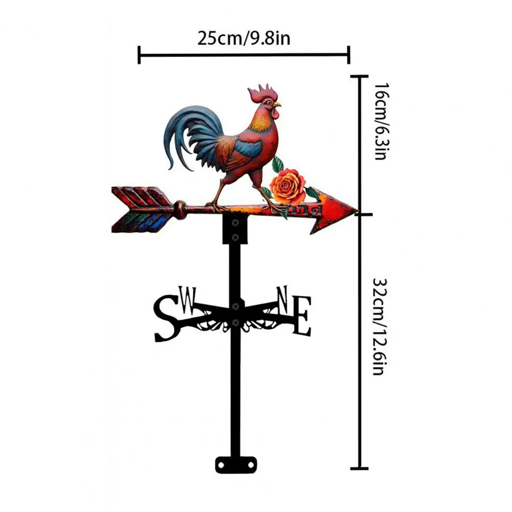 Chicken Weathervane, Metal Animal Weather Vane, Roof Mount Rooster Wind Vane for Outside Garden, Patio, Sheds Decoration view 6