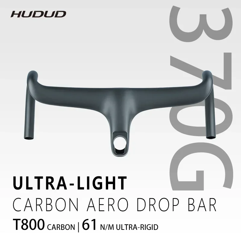 Manillar Integrado de Carbono HUDUD W07 370g |   T800 Aero |   Enrutamiento Interno Completo |   Alcance de 70 mm, caída de 110 mm |   360-440 mm