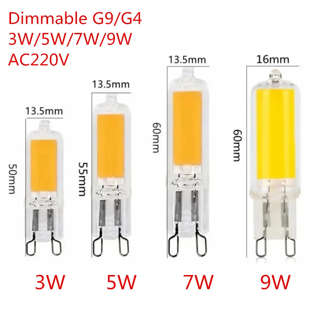 10pcs LED G9 3W Bulb 220V COB LED Light Bulb Replace Traditional of Halogen Bulb Glass G4 Lamp for Pendant Lighting Fixture Home